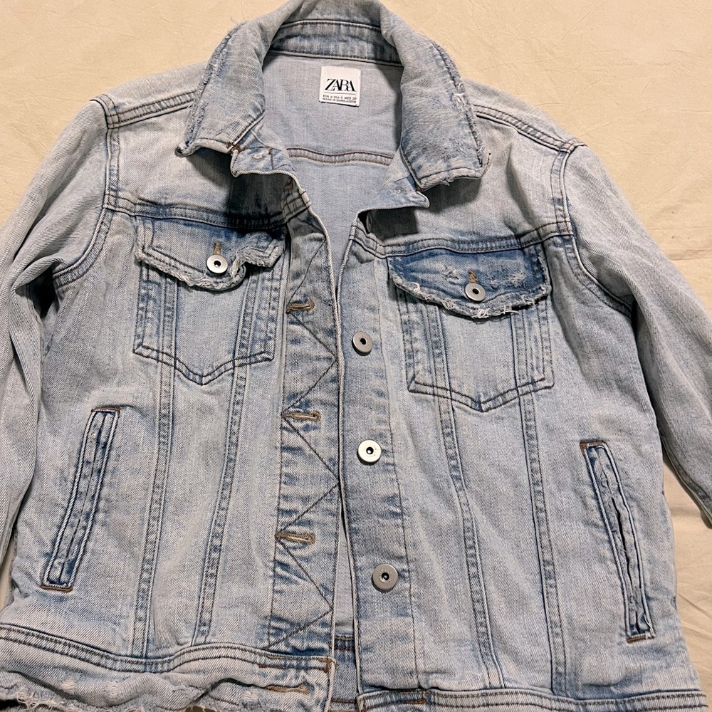 Zara Distressed Jean Jacket